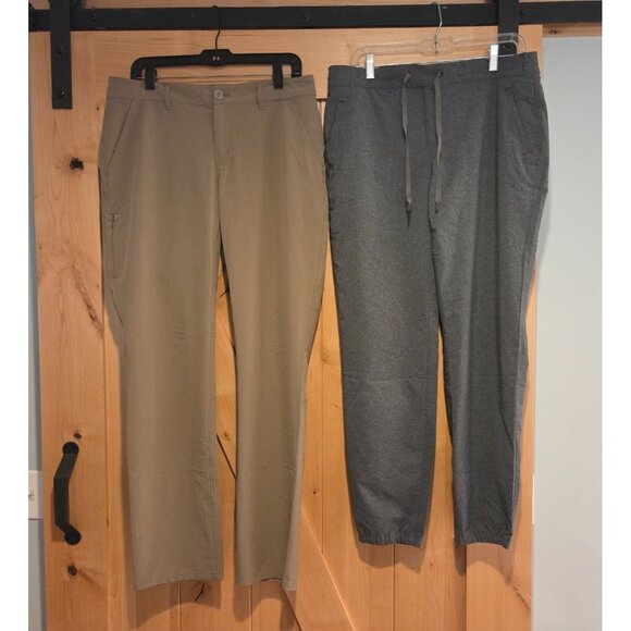 Lot of 2 Eddie Bauer Women Size 10 / M Tan Gray Pants Jogger Slightly Curvy Fit - Picture 1 of 16